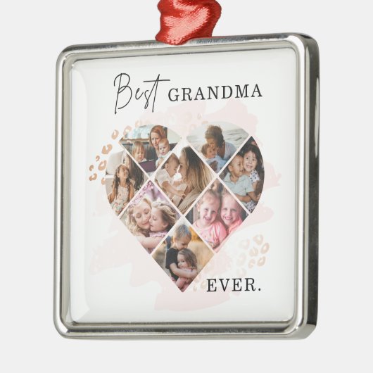 家族の写真最高のおばあちゃんエバーハートの形状8写真 メタルオーナメント (左)