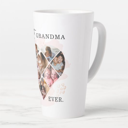 家族の写真最高のおばあちゃんエバーハートシェイプ8写真 カフェラテマグ (右アングル)