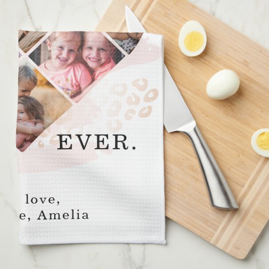 家族の写真最高のおばあちゃんエバーハートシェイプ8写真 キッチンタオル (四つ折り)