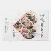 家族の写真最高のおばあちゃんエバーハートシェイプ8写真 キッチンタオル (横)