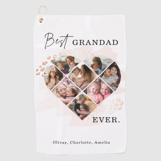 家族の写真最高のおばあちゃんエバーハートシェイプ8写真 ゴルフタオル (正面)