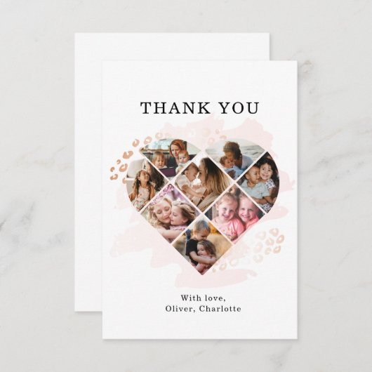 家族の写真最高のおばあちゃんエバーハートシェイプ8写真 サンキューカード (正面/裏面)