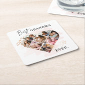 家族の写真最高のおばあちゃんエバーハートシェイプ8写真 スクエアペーパーコースター (アングル)