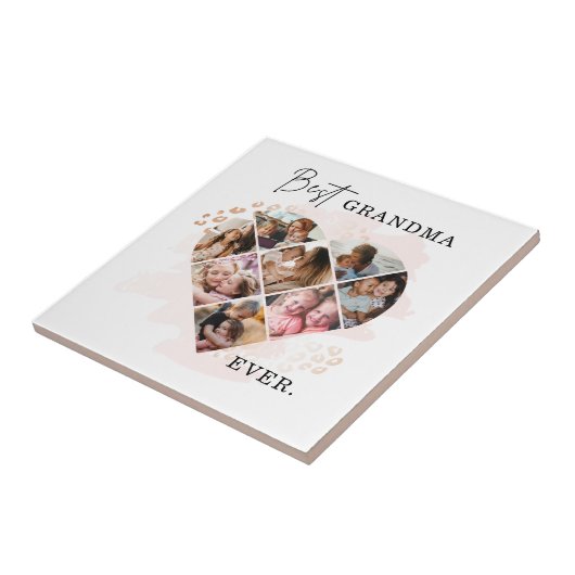 家族の写真最高のおばあちゃんエバーハートシェイプ8写真 タイル (側面)