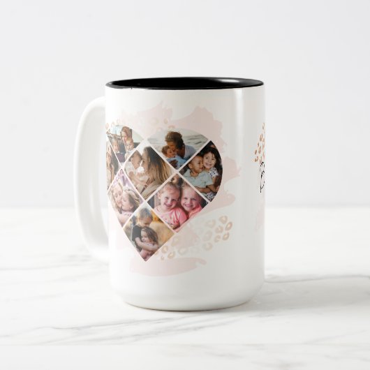 家族の写真最高のおばあちゃんエバーハートシェイプ8写真 ツートーンマグカップ (正面左)