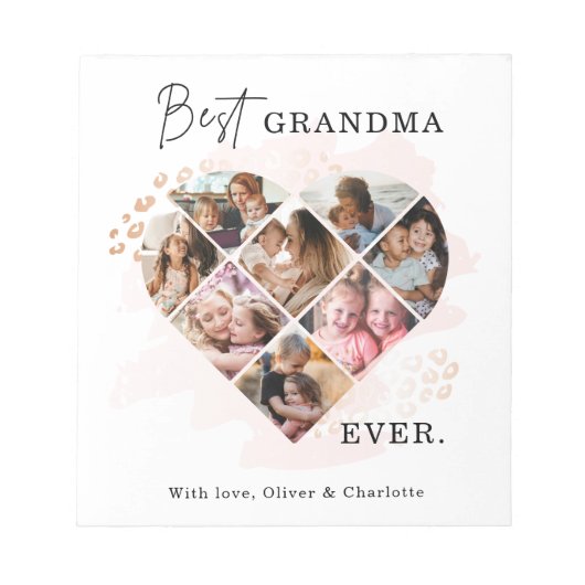 家族の写真最高のおばあちゃんエバーハートシェイプ8写真 ノートパッド (正面)