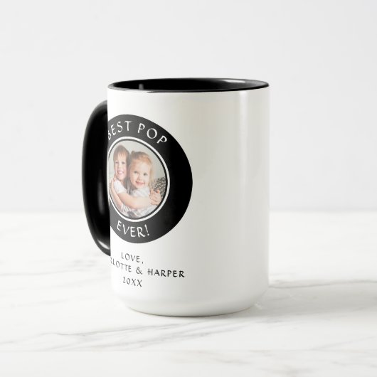 家族の写真最高のポップ・アートのエバモダンおもしろいパパテンプレート マグカップ (正面左)