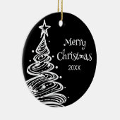 家族の写真白黒クリスマスツリーギフト セラミックオーナメント (右)