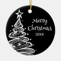 家族の写真白黒クリスマスツリーギフト