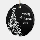 家族の写真白黒クリスマスツリーギフト セラミックオーナメント (左)