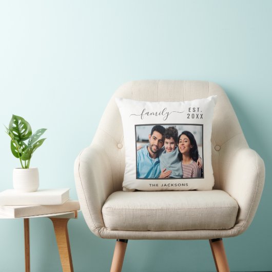 家族の写真白黒名の設立年 クッション (椅子)