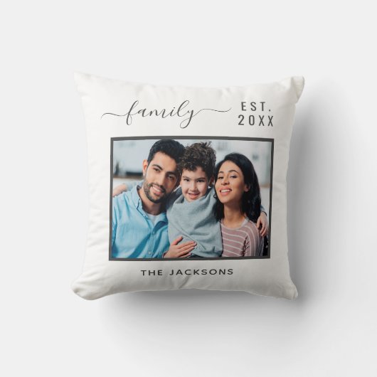 家族の写真白黒名の設立年 クッション (正面)