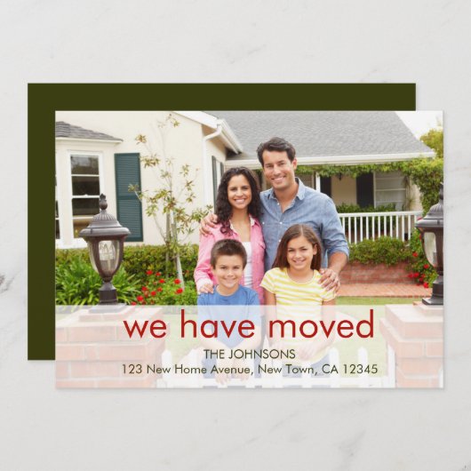 家族の写真私たちは名前と新しいアドレスを移動した 案内状 (正面/裏面)