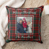 家族の写真素朴クリスマスプレイド クッション (ブランケット)