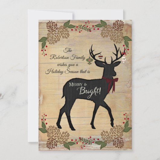 家族の写真素朴ファームハウスクリスマス シーズンカード (正面)