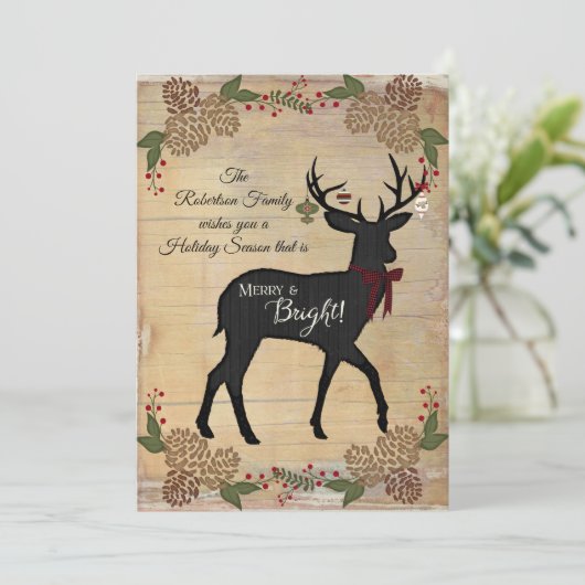 家族の写真素朴ファームハウスクリスマス シーズンカード (スタンド正面)