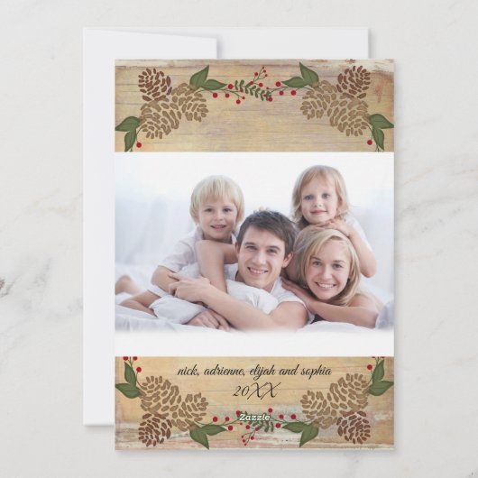 家族の写真素朴ファームハウスクリスマス シーズンカード (裏面)