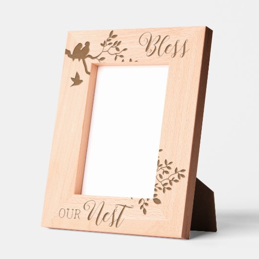 家族の写真賛美私たちの巣の鳥のシルエット レーザー彫刻フレーム (左)