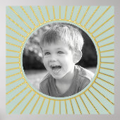 家族の写真金ゴールドまたはシルバーサンフレーム海緑 箔ポスター (正面)