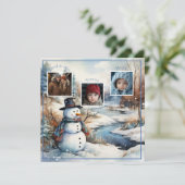 家族の写真雪だるまウィンターリバークリスマス シーズンカード (スタンド正面)