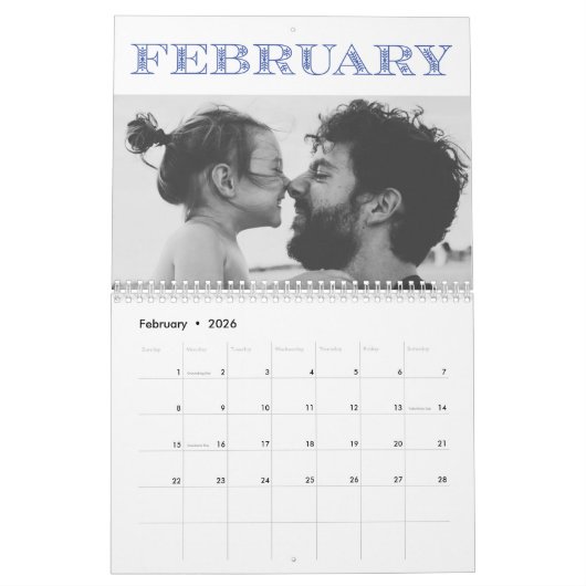 家族の写真12ヶ月折り カレンダー (2月 2026)