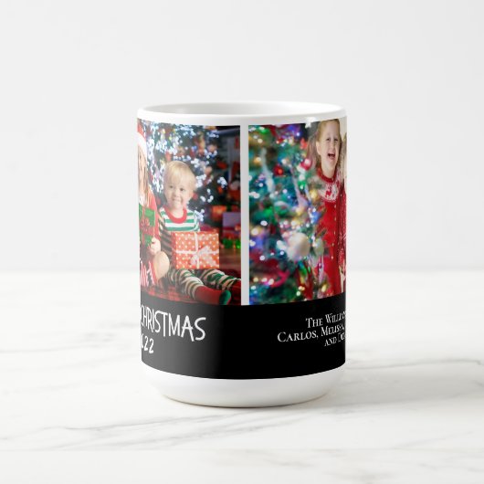 家族の写真2メリークリスマスサンタハット コーヒーマグカップ (中央)