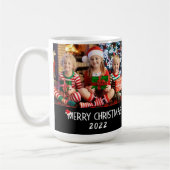 家族の写真2メリークリスマスサンタハット コーヒーマグカップ (左)