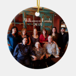 家族の写真2面2写真クリスマス セラミックオーナメント