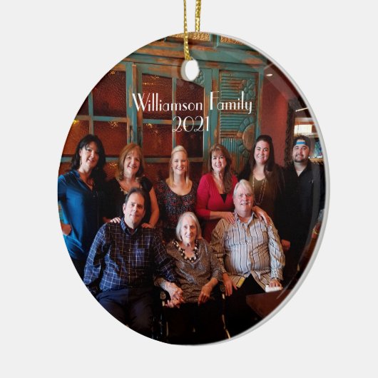 家族の写真2面2写真クリスマス セラミックオーナメント (左)