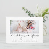 家族の写真2025カレンダーのスクリプトメリークリスマス シーズンカード (スタンド正面)