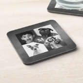 家族の写真4点 ブラック&ホワイト チョークボード モノグラム コースター (左側)