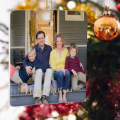 「家族の写真　エレガントなゴールドスクリプト　クリスマス」 セラミックオーナメント