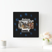 家族の写真‍📸👨 👩 👧 👦‍カラフル Love スクエア壁時計 (ホーム)