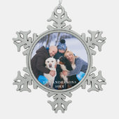 家族の写真 スノーフレークピューターオーナメント (正面)