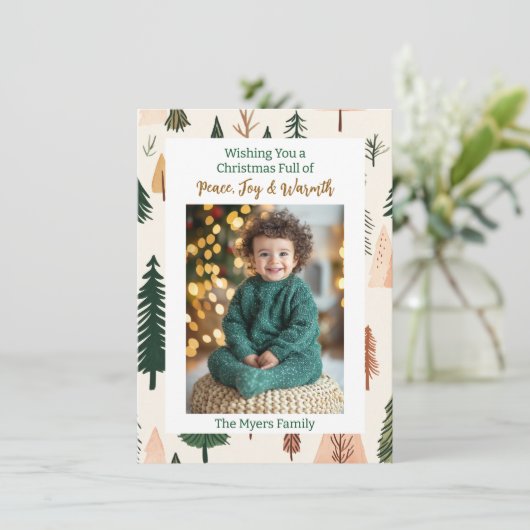家族の写真 | パーソナライズされたクリスマスツリー カード (スタンド正面)
