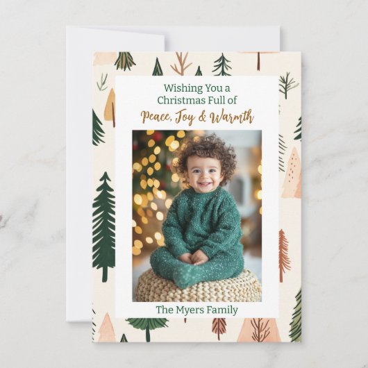 家族の写真 | パーソナライズされたクリスマスツリー カード (正面)