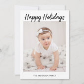 家族の写真 | ミニマルな台本ハッピーホリデー シーズンカード (正面)