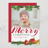 家族の写真 メリークリスマス フラットカード 案内状 (正面/裏面)