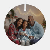家族の写真 メリークリスマス モダンガラス ガラスオーナメント (裏面)