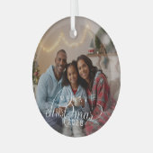 家族の写真 メリークリスマス モダンガラス ガラスオーナメント (正面左)