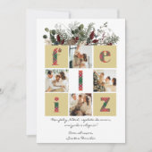 家族の写真、モダンフローラ、ポルトガル語のクリスマス シーズンカード (正面)