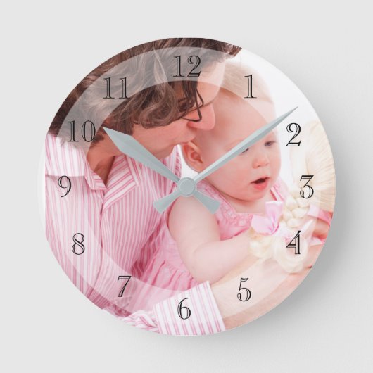 家族の写真 ラウンド壁時計 (正面)