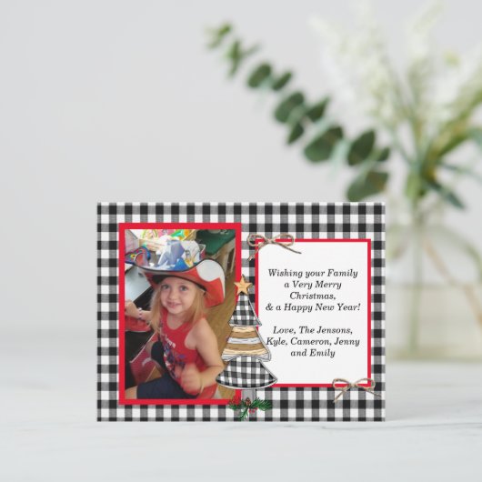家族の写真+レシピカードクリスマスカード ポストカード (スタンド正面)