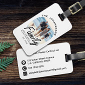 家族の写真 |名前をカスタムするシンプル白黒 ラゲッジタグ