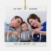 家族の写真、名前、そう賛美クリスマスツリーCer セラミックオーナメント (裏面)