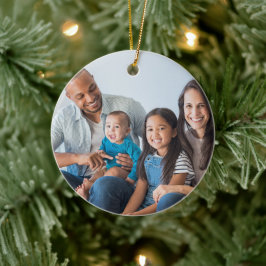 家族の写真、名前、モノグラムクリスマスツリーセラミ セラミックオーナメント