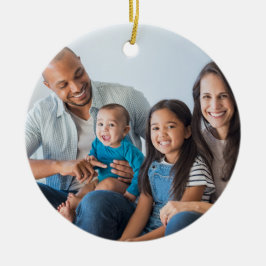 家族の写真、名前、モノグラムクリスマスツリーセラミ セラミックオーナメント