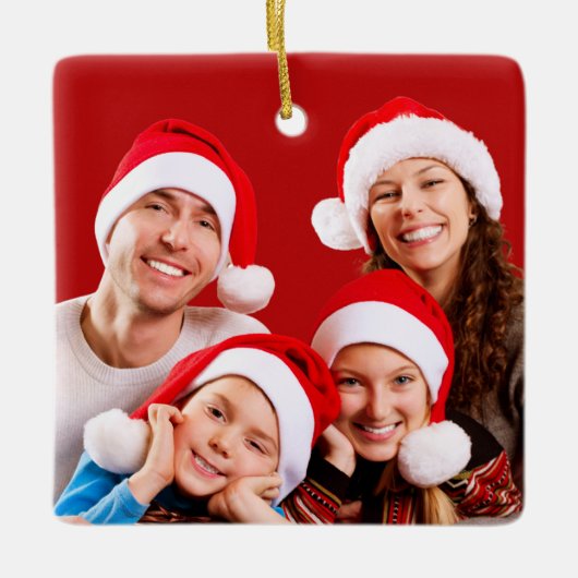 家族の写真 |母の赤と白クリスマス セラミックオーナメント (正面)
