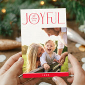 家族の写真 現代のエレガントなタイポグラフィー 喜びの赤 シーズンカード