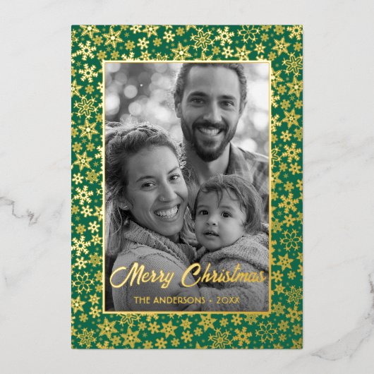 家族の写真 |画像を白黒に自動変換 箔シーズンカード (正面)